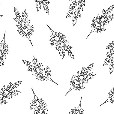 İle Seamless modeli yapraklar ve takip ediyor. Çiçek arka plan. Doğrusal stil vektör çizim
