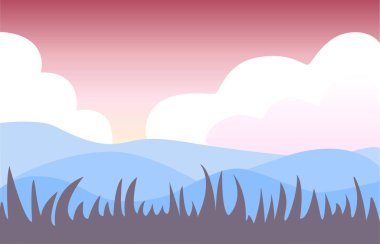 Üç satırlık arka plan çeşitli yazıtlar ve tasarımlar için geri. Kompozisyon manzara. Bir alan veya bir çöl bulutların arasında.