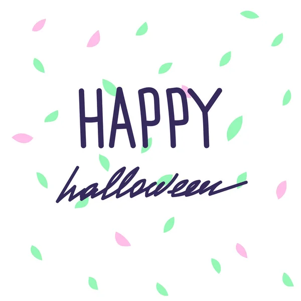Tarjeta Felicitación Para Halloween Con Hojas Caídas Tonos Pastel Fondo — Vector de stock