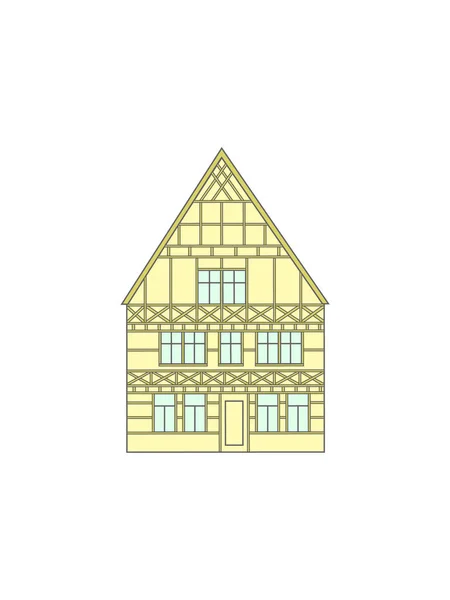 Altes Historisches Deutsches Haus Auf Weißem Hintergrund Monochromes Gamma Ideal — Stockvektor