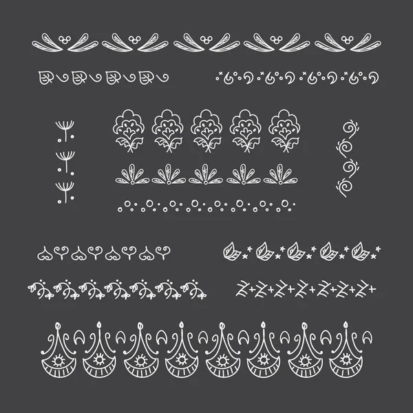 Collection Bordures Vectorielles Graphiques Motifs Géométriques Végétaux — Image vectorielle