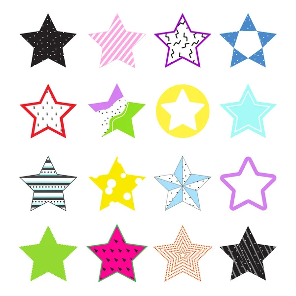 Colección Estrellas Brillantes Con Textura Creativa — Vector de stock