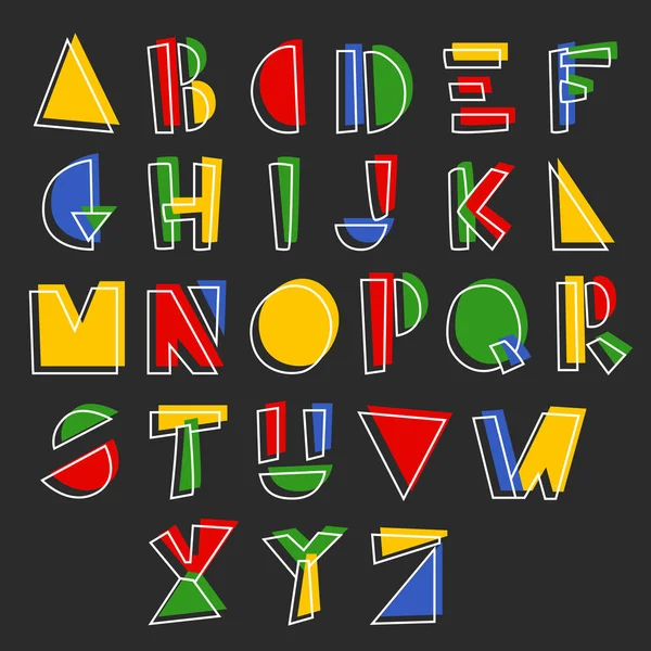 Urlaub Geometrisches Handgezeichnetes Alphabet Bunte Vektorillustration Für Weihnachten Und Neujahr — Stockvektor