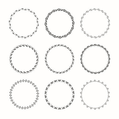 Tatil vektör grafik daire kare topluluğu. Çelenkler Noel için Tasarla