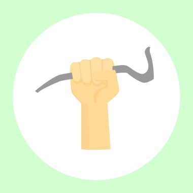 Çeşitli onarımlar için bir araç tutan bir el görüntüsü. Vektör çizim