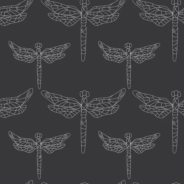 Χωρίς Ραφή Πρότυπο Dragonfly Dragonfly Φόντο Vector Εικονογράφηση — Διανυσματικό Αρχείο