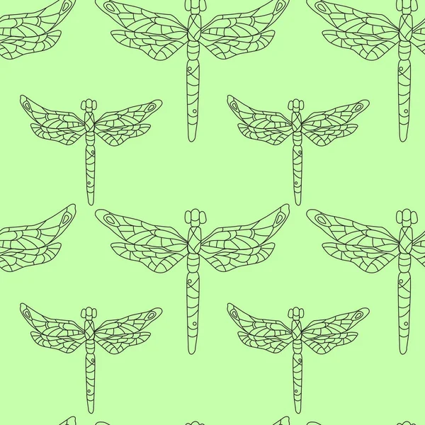Безшовний Візерунок Dragonfly Фон Драконів Векторні Ілюстрації — стоковий вектор