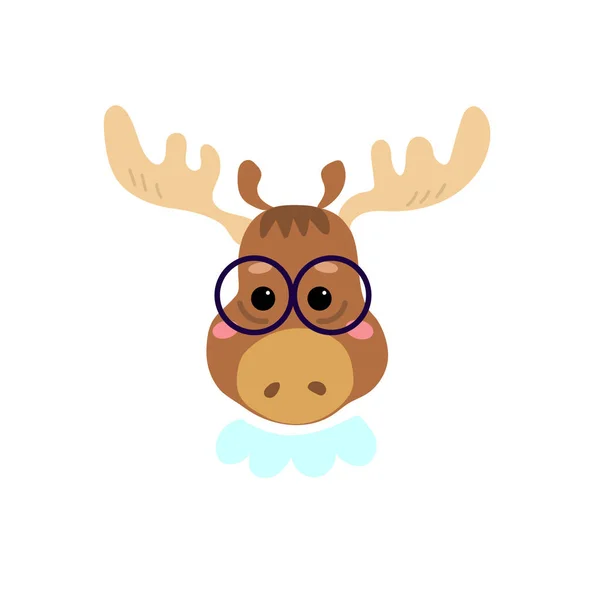 Cute Cartoon Character Stylish Moose Glasses Cool Picture Great Children — Stock Vector