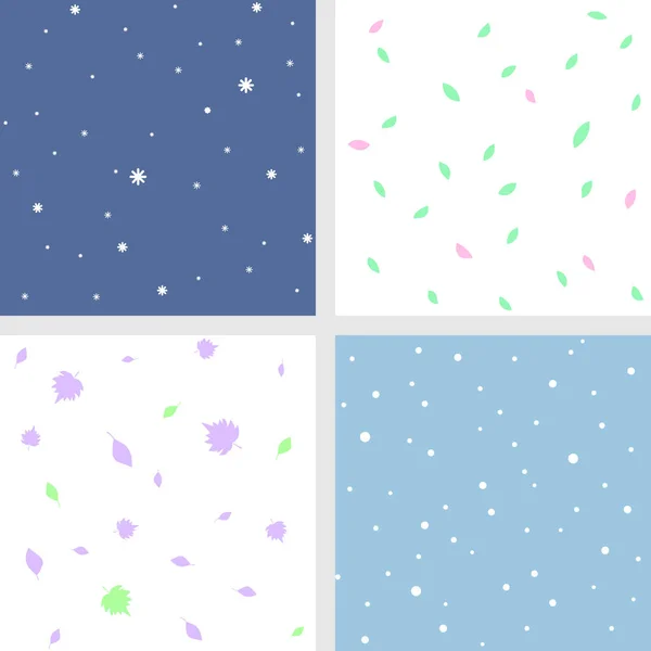 Conjunto Patrones Tranquilos Sin Costura Colores Pastel Nevadas Hojas Cayendo — Archivo Imágenes Vectoriales