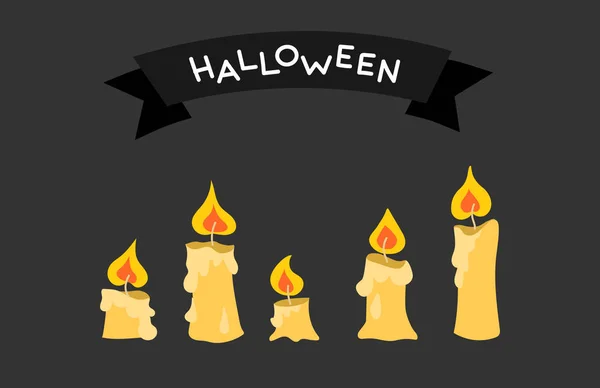 Greeting Card Halloween Invitation Set Candles — Stock Vector