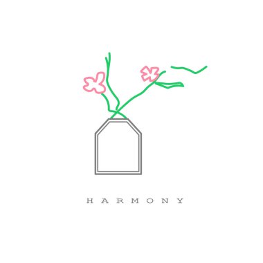 Vazo çiçek ve sevimli bahar yazıt - Harmony. Büyük kartları, tekstil, posterler için