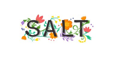 Yazıt tuz parlak çiçekler ve bitkiler ile. Mükemmel gıda sanayi ve Tekstil ve baskı için