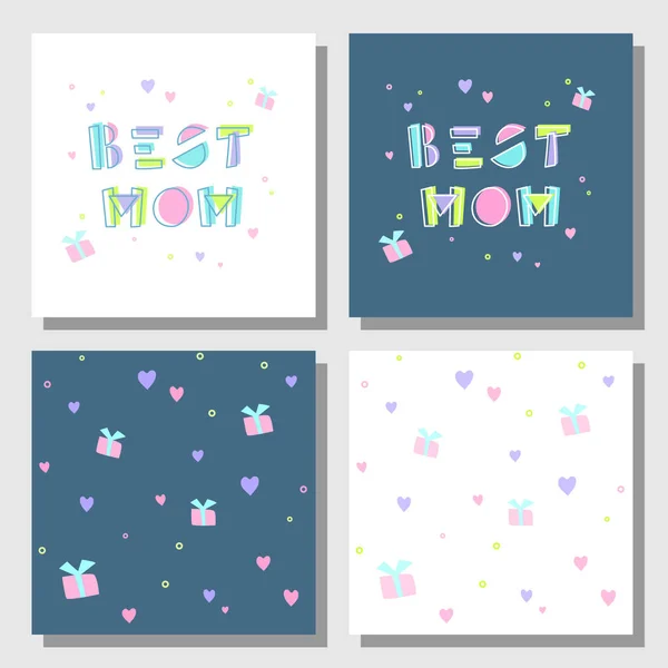 Collection Postcards Backgrounds Mother Day Phrase Best Mom Nice Backgrounds — Stock Vector