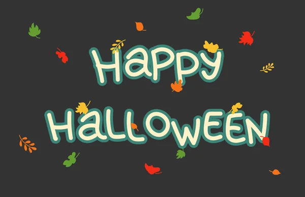 Karta Spadających Liści Jesienią Gratulacjami Napis Happy Halloween — Wektor stockowy