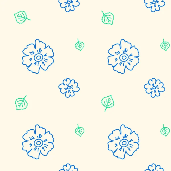Nahtloses Muster Mit Wildblumen Floraler Hintergrund Lineare Vektor Illustration — Stockvektor