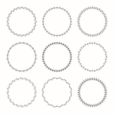 Vektör grafik daire kare topluluğu. Tasarım için çelenk
