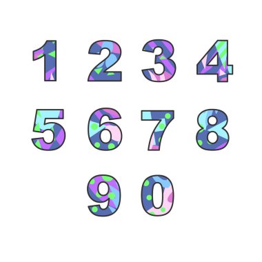 Küme sayının benzersiz parlak dolgu ile. Büyük kartpostal, tekstil, reklam, bir tatil ve diğer tasarım için davet için.