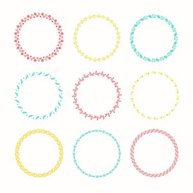 Tatil vektör grafik daire kare topluluğu. Çelenkler Noel için Tasarla