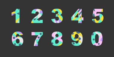 Parlak Soyut doku sayılarla topluluğu. Herhangi bir basılı ürünler, tekstil, bir tatil ve tasarım diğer türleri için davet için iyi.