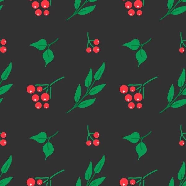 Nahtloses Muster Mit Leuchtenden Beeren Floraler Hintergrund Vektorillustration — Stockvektor