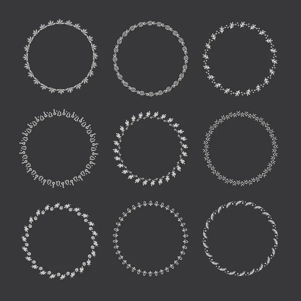 Vakantie Verzameling Van Vector Grafische Cirkel Frames Kransen Voor Kerstmis — Stockvector