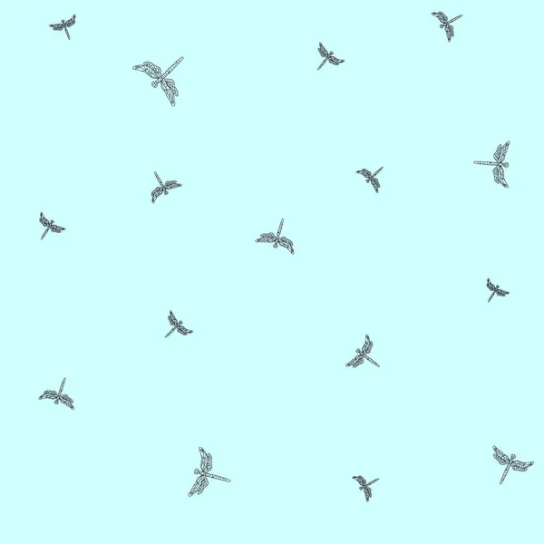 Padrão Sem Costura Minimalista Libélulas Voadoras Ilustração Vetorial —  Vetores de Stock