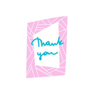 Parlak çizgi film çerçeve yazıt. El yazı teşekkür ederiz. Şükran kelimeleri. Büyük kartları, tekstil, posterler ve diğer tasarım için