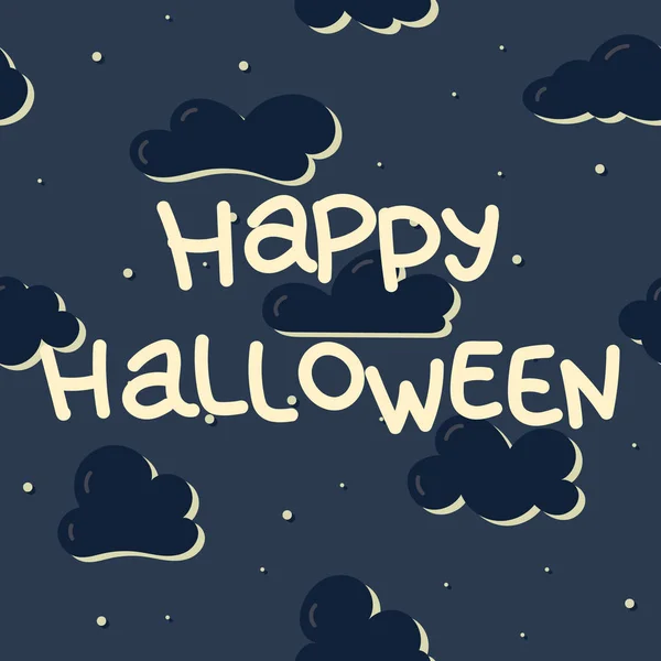 Feliz Halloween Tarjeta Felicitación Fondo Del Cielo Nocturno Con Nubes — Vector de stock