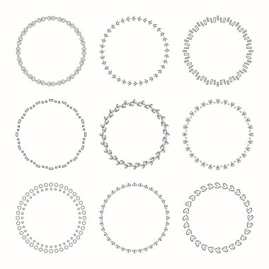 Vektör grafik daire kare topluluğu. Tasarım için çelenk