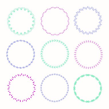 Vektör grafik daire kare topluluğu. Tasarım için çelenk