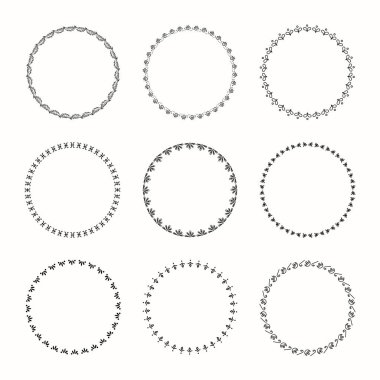 Vektör grafik daire kare topluluğu. Tasarım için çelenk