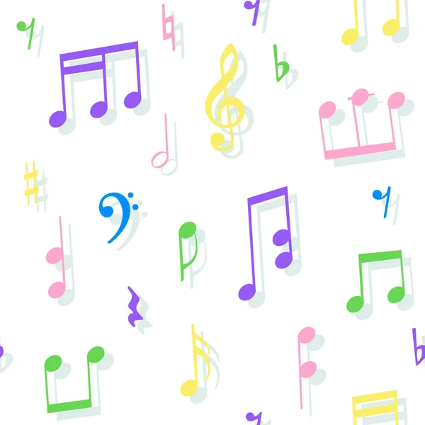 Nahtloses Muster Mit Musikalischen Zeichen Wie Noten Notenschlüssel Bassklappen — Stockvektor