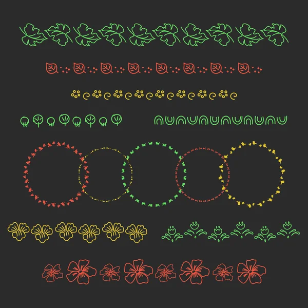 Colección Bordes Gráficos Vectoriales Marcos Círculo Motivos Geométricos Vegetales — Archivo Imágenes Vectoriales