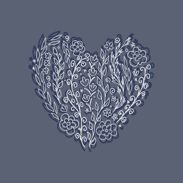 Bitkiler Kalp Şeklinde Çiçekler Kartpostallar Tipografi Tekstil Diğer Tasarım Bir — Stok Vektör