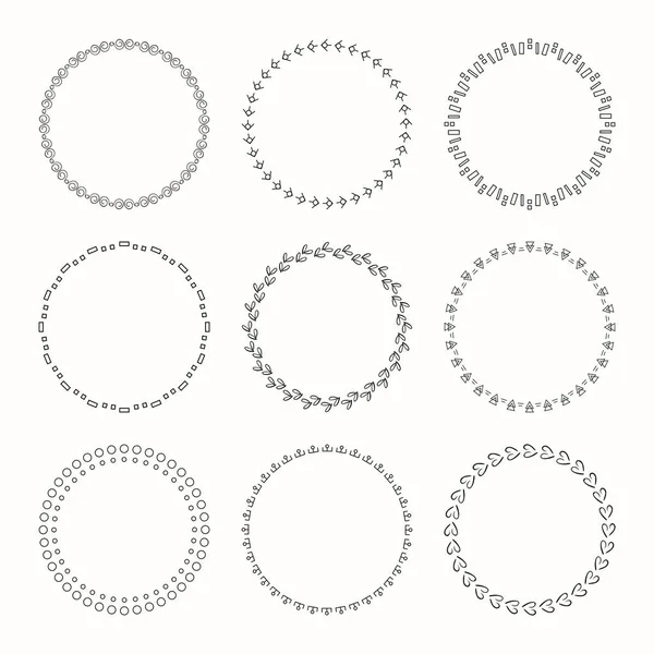 Collection Vector Graphic Circle Frames Wreaths Design — Stock Vector