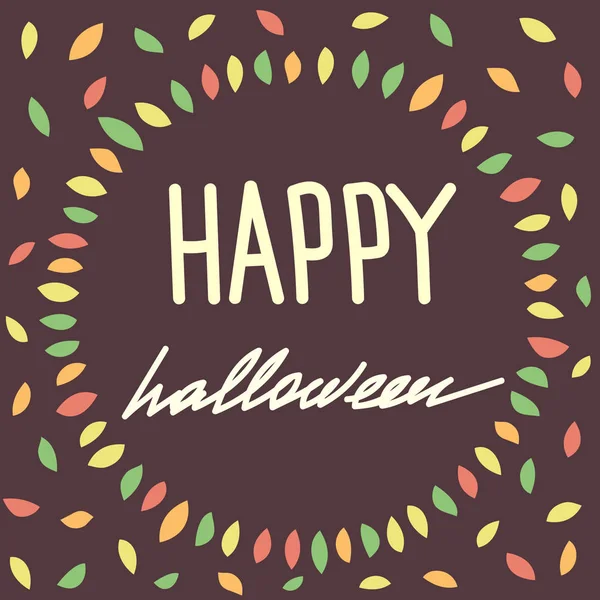 Pozdrowienie Znak Halloween Ramką Liści Wokół — Wektor stockowy
