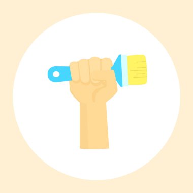 Çeşitli onarımlar için bir araç tutan bir el görüntüsü. Vektör çizim