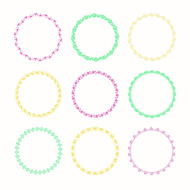 Tatil vektör grafik daire kare topluluğu. Çelenkler Noel için Tasarla