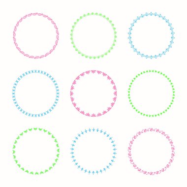 Vektör grafik daire kare topluluğu. Tasarım için çelenk