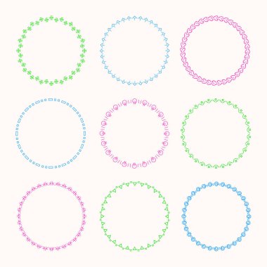 Vektör grafik daire kare topluluğu. Tasarım için çelenk