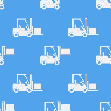 Forklift kamyon seamless modeli. Stok malların taşınması. Vektör çizim