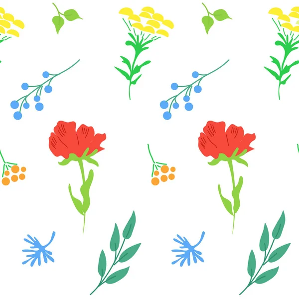 Patrón Sin Costuras Con Flores Brillantes Fondo Floral Ilustración Vectorial — Archivo Imágenes Vectoriales