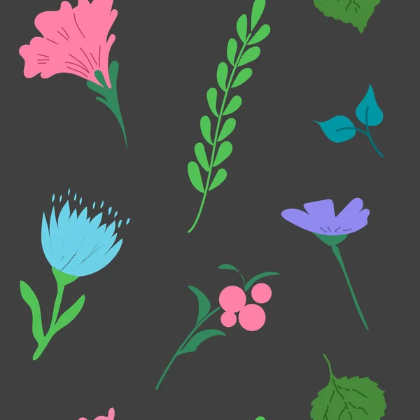 Patrón Sin Costuras Con Flores Brillantes Fondo Floral Ilustración Vectorial — Archivo Imágenes Vectoriales