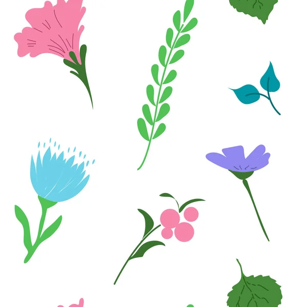 Nahtloses Muster Mit Leuchtenden Blüten Floraler Hintergrund Vektorillustration — Stockvektor
