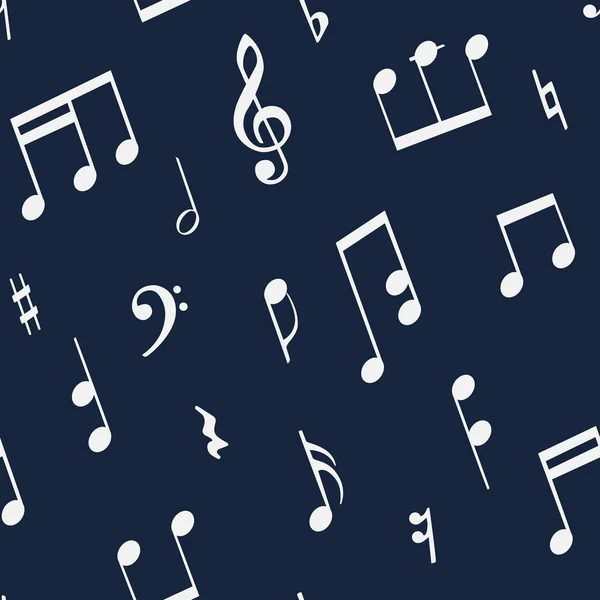 Nahtloses Muster Mit Musikalischen Zeichen Wie Noten Notenschlüssel Bassklappen — Stockvektor