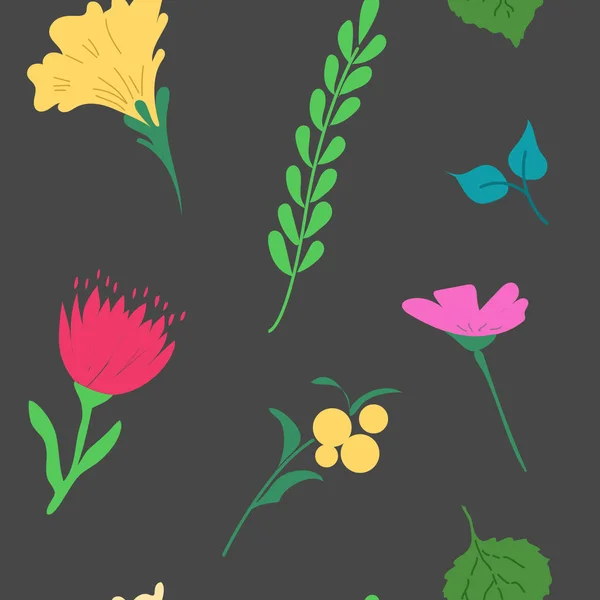 Modèle Sans Couture Avec Des Fleurs Vives Fond Floral Illustration — Image vectorielle