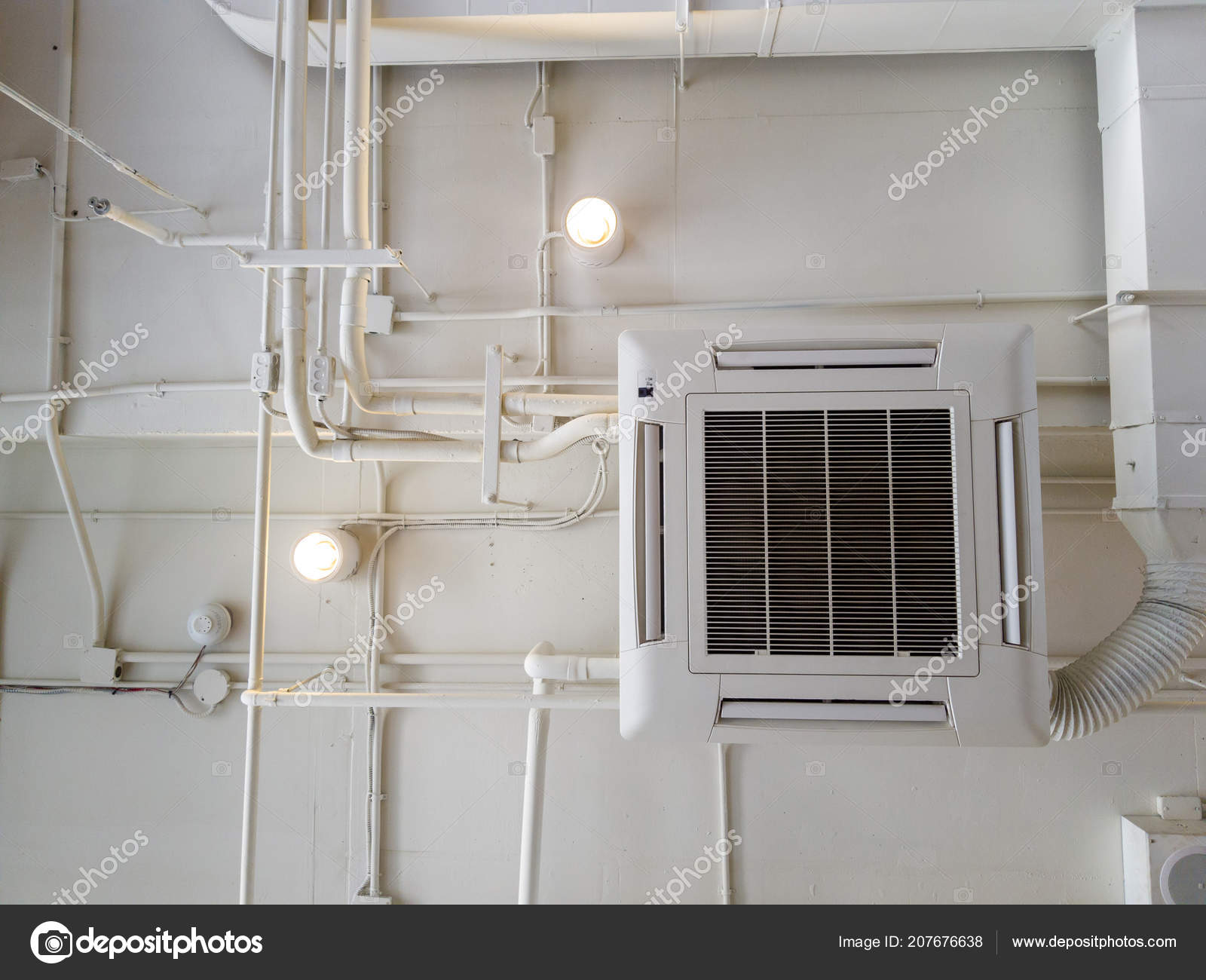 White Industrial Air Conditioner Cooling Pipe Plumbing
