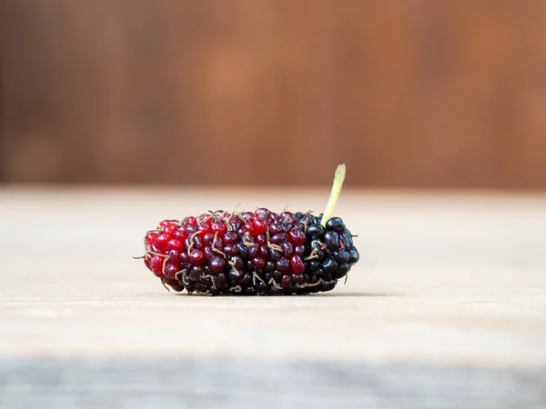 Close Van Moerbeiboom Houten Achtergrond Mulberry Deze Een Vrucht Kan — Stockfoto