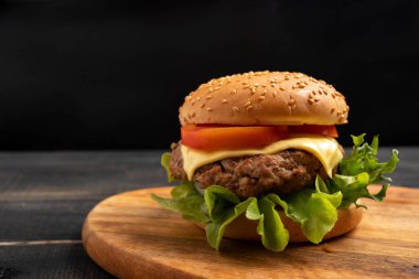 taze sebze, marul, t ile taze lezzetli ev yapımı hamburger