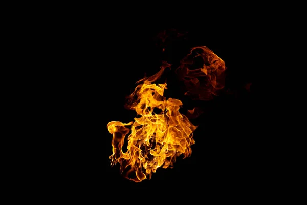 Group Real Hot Flames Burning Black Background — Stock Photo, Image